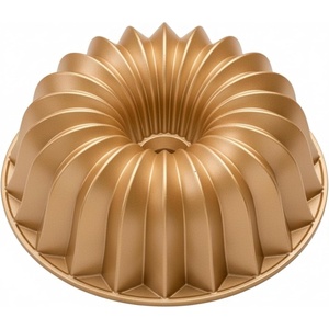 image:imageNutriChef 9Inch Cake Pan Thick and Heavy Cast Aluminum Cake Molds with 2 Layers of Nonstick Coating  Bloom Flower Design for Uniform Baking Up To 500 Degrees  Easy to Clean GoldLines