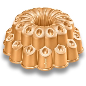 image:imageNutriChef 9Inch Cake Pan Thick and Heavy Cast Aluminum Cake Molds with 2 Layers of Nonstick Coating  Bloom Flower Design for Uniform Baking Up To 500 Degrees  Easy to Clean GoldMarquise