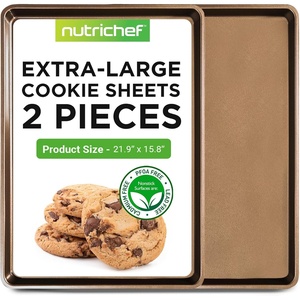 image:imageNutriChef Nonstick Extra Large Baking Sheets  22 x 16 Inch Mega Cookie Sheet Pans for Baking amp Roasting  WarpResistant Thick Gauge Cookie Tray Set  Oven amp Dishwasher Safe  2 Pack2 Piece