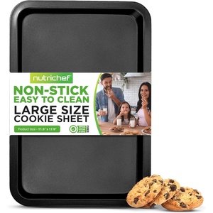 image:imageNutrichef Large Cookie Sheet Nonstick Gray Silicone Coating Easy Clean amp Durable Baking Sheet Commercial Grade Oven Pan Stackable Tray Design Dishwasher Safe PFOA PFOS PTFE Free 17 x 115