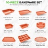 image:imageNutriChef 10Piece NonStick Baking Set  HeavyDuty Carbon Steel Bakeware Set w Cookie Sheets Muffin Pan Roasting Pan Cake Pan Baking Tray Pizza Pan  Effortless Food Release amp Easy CleanupCopper