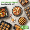 image:imageNutriChef 10Piece NonStick Baking Set  HeavyDuty Carbon Steel Bakeware Set w Cookie Sheets Muffin Pan Roasting Pan Cake Pan Baking Tray Pizza Pan  Effortless Food Release amp Easy CleanupBlack