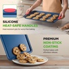 image:imageNutriChef 10Piece Nonstick Bakeware Set  Premium Carbon Steel Baking Pans wSilicone Handles  Includes Pizza Tray with Holes 12 amp 24 Cup Muffin Pans Cookie Sheets Round Square amp Loaf Pan  Blue3Piece Set