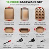 image:imageNutriChef 15Piece Nonstick Bakeware Set w Baking Utensils  Premium Oven Safe Baking Pans with Silicone Handles Easy Clean Dishwasher Safe Tray Set for Cakes Muffins Bread Cookies amp RoastingGold