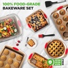 image:imageNutriChef 15Piece Nonstick Bakeware Set w Baking Utensils  Premium Oven Safe Baking Pans with Silicone Handles Easy Clean Dishwasher Safe Tray Set for Cakes Muffins Bread Cookies amp RoastingGold