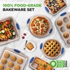 image:imageNutriChef 6Piece Nonstick Bakeware Set  Premium Carbon Steel Baking Trays wHeatSafe Silicone Handles  Includes Loaf Pan MuffinCupcake Pan Round amp Square Roaster Pans Cookie Sheet  NCSBSG3610 Piece Set 2026 version