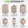 image:imageNutriChef 6Piece Nonstick Bakeware Set  Premium Carbon Steel Baking Trays wHeatSafe Silicone Handles  Includes Loaf Pan MuffinCupcake Pan Round amp Square Roaster Pans Cookie Sheet  NCSBSG366 Pieces Set