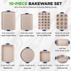 image:imageNutriChef 6Piece Nonstick Bakeware Set  Premium Carbon Steel Baking Trays wHeatSafe Silicone Handles  Includes Loaf Pan MuffinCupcake Pan Round amp Square Roaster Pans Cookie Sheet  NCSBSG3610 Piece Set 2026 version