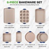 image:imageNutriChef 6Piece Nonstick Bakeware Set  Premium Carbon Steel Baking Trays wHeatSafe Silicone Handles  Includes Loaf Pan MuffinCupcake Pan Round amp Square Roaster Pans Cookie Sheet  NCSBSG368 Pieces Set