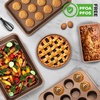 image:imageNutriChef Stackable NonStick Baking Pan Set  Carbon Steel Bakeware Set w Cookie Sheet Muffin amp Loaf Pan Double Coated for Easy Release Oven amp Dishwasher Safe Resists Warping  Easy to CleanGold