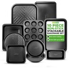 image:imageNutriChef 10Piece NonStick Baking Set  HeavyDuty Carbon Steel Bakeware Set w Cookie Sheets Muffin Pan Roasting Pan Cake Pan Baking Tray Pizza Pan  Effortless Food Release amp Easy CleanupBlack