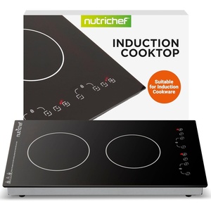 image:imageNutriChef Induction Cooktop 2 Burner Electric Stove  Adjustable Temperature Digital Touch Sensors StainResistantEasytoClean Induction Hot Plate 20 x 11 Inch  1800 Watt