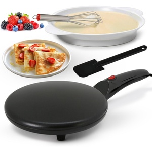image:imageNutrichef Electric Crepe Maker  8inch Nonstick Cooktop with OnOff Switch  Cooks Roti Tortillas amp Pancakes  Automatic Temperature Control amp Cool Touch Handle  Includes Food Bowl Whisk amp SpatulaDark Black