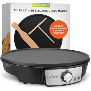 image:imageNutrichef Electric Crepe Maker Pan amp Griddle  12 Inch Nonstick Cooktop LED Indicators amp Adjustable Temperature Control Includes Spatula Batter Spreader Cooks Crepes Roti amp Pancakes