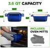 image:imageNutriChef 10 Enameled Cast Iron Bread Pan with Lid Oval Loaf Dutch Oven with Silicone Gloves OvenSafe to 500F for Baking Roasting Stewing amp More Dishwasher Safe BlueBlue