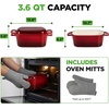 image:imageNutriChef 10 Enameled Cast Iron Bread Pan with Lid Oval Loaf Dutch Oven with Silicone Gloves OvenSafe to 500F for Baking Roasting Stewing amp More Dishwasher Safe BlueRed