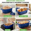 image:imageNutriChef 10 Enameled Cast Iron Bread Pan with Lid Oval Loaf Dutch Oven with Silicone Gloves OvenSafe to 500F for Baking Roasting Stewing amp More Dishwasher Safe BlueBlue