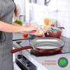 image:imageNutriChef 18Piece Nonstick Ceramic Cookware Set with Detachable Handles Pots and Pans PTFEFree Natural Ceramic Coating Oven amp Stove Safe Includes Utensils PinkElegant Diamond Pattern  Gray Inside  Red
