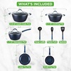 image:imageNutriChef 18Piece Nonstick Ceramic Cookware Set with Detachable Handles Pots and Pans PTFEFree Natural Ceramic Coating Oven amp Stove Safe Includes Utensils PinkBlue Diamond