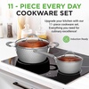 image:imageNutriChef 18Piece Nonstick Ceramic Cookware Set with Detachable Handles Pots and Pans PTFEFree Natural Ceramic Coating Oven amp Stove Safe Includes Utensils PinkGray