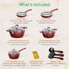 image:imageNutriChef 18Piece Nonstick Ceramic Cookware Set with Detachable Handles Pots and Pans PTFEFree Natural Ceramic Coating Oven amp Stove Safe Includes Utensils PinkElegant Diamond Pattern  Gray Inside  Red