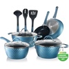 image:imageNutriChef 18Piece Nonstick Ceramic Cookware Set with Detachable Handles Pots and Pans PTFEFree Natural Ceramic Coating Oven amp Stove Safe Includes Utensils PinkRoyal Blue