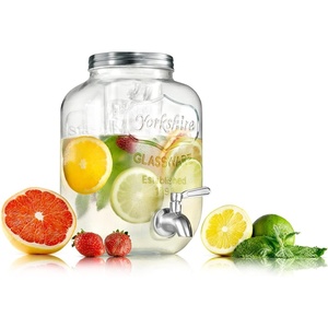 image:imageNutriChef 1 Gallon Drink Dispenser Stainless Steel Spigot Glass Beverage Dispenser Airtight Design Includes Ice Infuser Perfect for Parties Weddings Lemonade Easy to Clean Handwash Safe1 Gallon