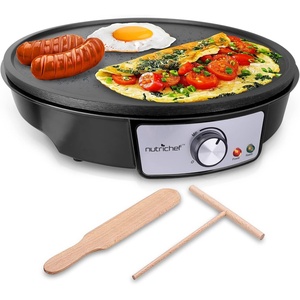 image:imageNutriChef Electric Griddle amp Crepe Maker  Nonstick 12 Inch Hot Plate Cooktop  Adjustable Temperature Control  Batter Spreader amp Wooden Spatula  Used Also For Pancakes Blintzes amp EggsOne Size
