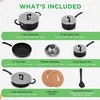image:imageNutriChef 5Piece Ceramic Frying Pans Set  Nonstick Skillet Set with Wok Grill Fry amp Fish Pans  Compatible with All Cooktops Including Induction  CoolTouch Handles EasyCleanBlack
