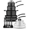 image:imageNutriChef 5Piece Ceramic Frying Pans Set  Nonstick Skillet Set with Wok Grill Fry amp Fish Pans  Compatible with All Cooktops Including Induction  CoolTouch Handles EasyCleanBlack