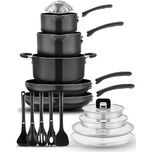 image:imageNutriChef 5Piece Ceramic Frying Pans Set  Nonstick Skillet Set with Wok Grill Fry amp Fish Pans  Compatible with All Cooktops Including Induction  CoolTouch Handles EasyCleanBlack