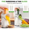 image:imageNutriChef 5 in 1 Cheese Grater amp Shredder  5 Different Blades for Thin Thick Julienne Strips Wavy amp Straight Strips  Includes Hand Crank Strong Suction Base amp Storage Container  WhiteWhite
