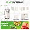 image:imageNutriChef 5 in 1 Cheese Grater amp Shredder  5 Different Blades for Thin Thick Julienne Strips Wavy amp Straight Strips  Includes Hand Crank Strong Suction Base amp Storage Container  WhiteWhite