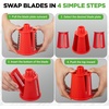 image:imageNutriChef 5 in 1 Cheese Grater amp Shredder  5 Different Blades for Thin Thick Julienne Strips Wavy amp Straight Strips  Includes Hand Crank Strong Suction Base amp Storage Container  WhiteRed