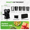 image:imageNutriChef 5 in 1 Cheese Grater amp Shredder  5 Different Blades for Thin Thick Julienne Strips Wavy amp Straight Strips  Includes Hand Crank Strong Suction Base amp Storage Container  WhiteBlack