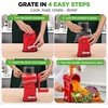 image:imageNutriChef 5 in 1 Cheese Grater amp Shredder  5 Different Blades for Thin Thick Julienne Strips Wavy amp Straight Strips  Includes Hand Crank Strong Suction Base amp Storage Container  WhiteRed