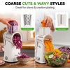 image:imageNutriChef 5 in 1 Cheese Grater amp Shredder  5 Different Blades for Thin Thick Julienne Strips Wavy amp Straight Strips  Includes Hand Crank Strong Suction Base amp Storage Container  WhiteWhite