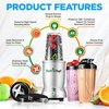 image:imageNutriChef Personal Electric Single Serve Blender  1200W Professional Kitchen Countertop Mini Blender Shakes and Smoothies w Pulse Blend Convenient  Portable 10 amp 24 Oz Cups  NutriChef NCBL12Stainless