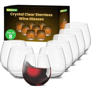 image:imageNutrichef Stemless Wine Glasses For Red or White Wine Set of 8 15 Oz For Party Drinking Crystal Clear Water Glass Ideal For Wine Water Drink And GiftSet of 8