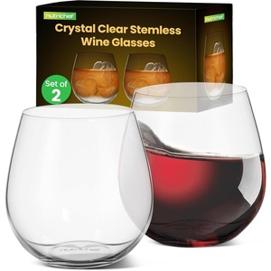 image:imageNutrichef Stemless Wine Glasses For Red or White Wine Set of 8 15 Oz For Party Drinking Crystal Clear Water Glass Ideal For Wine Water Drink And GiftSet of 2