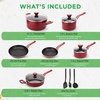 image:imageNutriChef 13 Pcs Nonstick Kitchen Cookware PFOAFree Heat Resistant Kitchenware Set wSaucepan Frying Pans Cooking Pots Casserole Lids amp Utensils Red NCCWA13RD