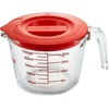 image:imageNutriChef 1 Cup Glass Measuring Cup with Lid 8 oz  HeatResistant Borosilicate Liquid Measure Cup with EasyRead Scale for Cooking Baking and Food Storage Dishwasher and Freezer SafeRed
