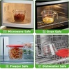 image:imageNutriChef 1 Cup Glass Measuring Cup with Lid 8 oz  HeatResistant Borosilicate Liquid Measure Cup with EasyRead Scale for Cooking Baking and Food Storage Dishwasher and Freezer SafeRed