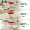 image:imageNutriChef 1 Cup Glass Measuring Cup with Lid 8 oz  HeatResistant Borosilicate Liquid Measure Cup with EasyRead Scale for Cooking Baking and Food Storage Dishwasher and Freezer SafeRed