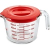 image:imageNutriChef 1 Cup Glass Measuring Cup with Lid 8 oz  HeatResistant Borosilicate Liquid Measure Cup with EasyRead Scale for Cooking Baking and Food Storage Dishwasher and Freezer SafeRed