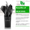 image:imageNutriChef 10pc Silicone Cooking Utensils Set  Basic Kitchen Tools Includes Spatulas Spoons Pasta Fork Soup Ladle Masher Whisk Tong and Utensil Holder Gray amp BlackSilver