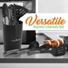 image:imageNutriChef 10pc Silicone Cooking Utensils Set  Basic Kitchen Tools Includes Spatulas Spoons Pasta Fork Soup Ladle Masher Whisk Tong and Utensil Holder Gray amp BlackGray and Black