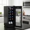 image:imageNutrichef 12 Bottle Stainless Steel Slim Wine Fridge  Red amp White Wine Chiller  Adjustable Temperature Control Ultra Quiet Operation amp Energy Efficient  Mini Wine Cooler Refrigerator 31x10x17 IN
