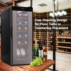 image:imageNutrichef 12 Bottle Stainless Steel Slim Wine Fridge  Red amp White Wine Chiller  Adjustable Temperature Control Ultra Quiet Operation amp Energy Efficient  Mini Wine Cooler Refrigerator 31x10x17 IN
