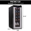 image:imageNutrichef 12 Bottle Stainless Steel Slim Wine Fridge  Red amp White Wine Chiller  Adjustable Temperature Control Ultra Quiet Operation amp Energy Efficient  Mini Wine Cooler Refrigerator 31x10x17 IN